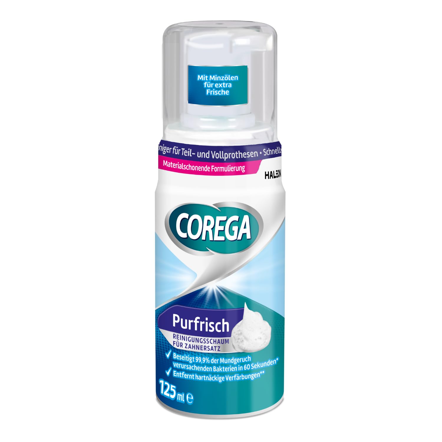 corega-purfrisch-reinigungsschaum-125ml-gebissreiniger-f-r-voll-und-teilprothese image 1
