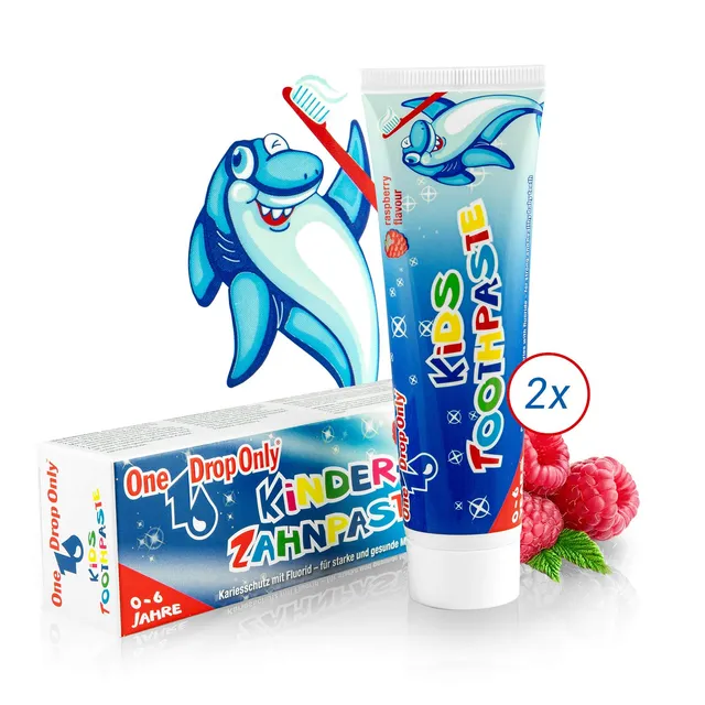 one-drop-only-kinderzahnpasta-himbeere-doppelpack-2x-50-ml-mit-fluorid-0-6-jahre image 1