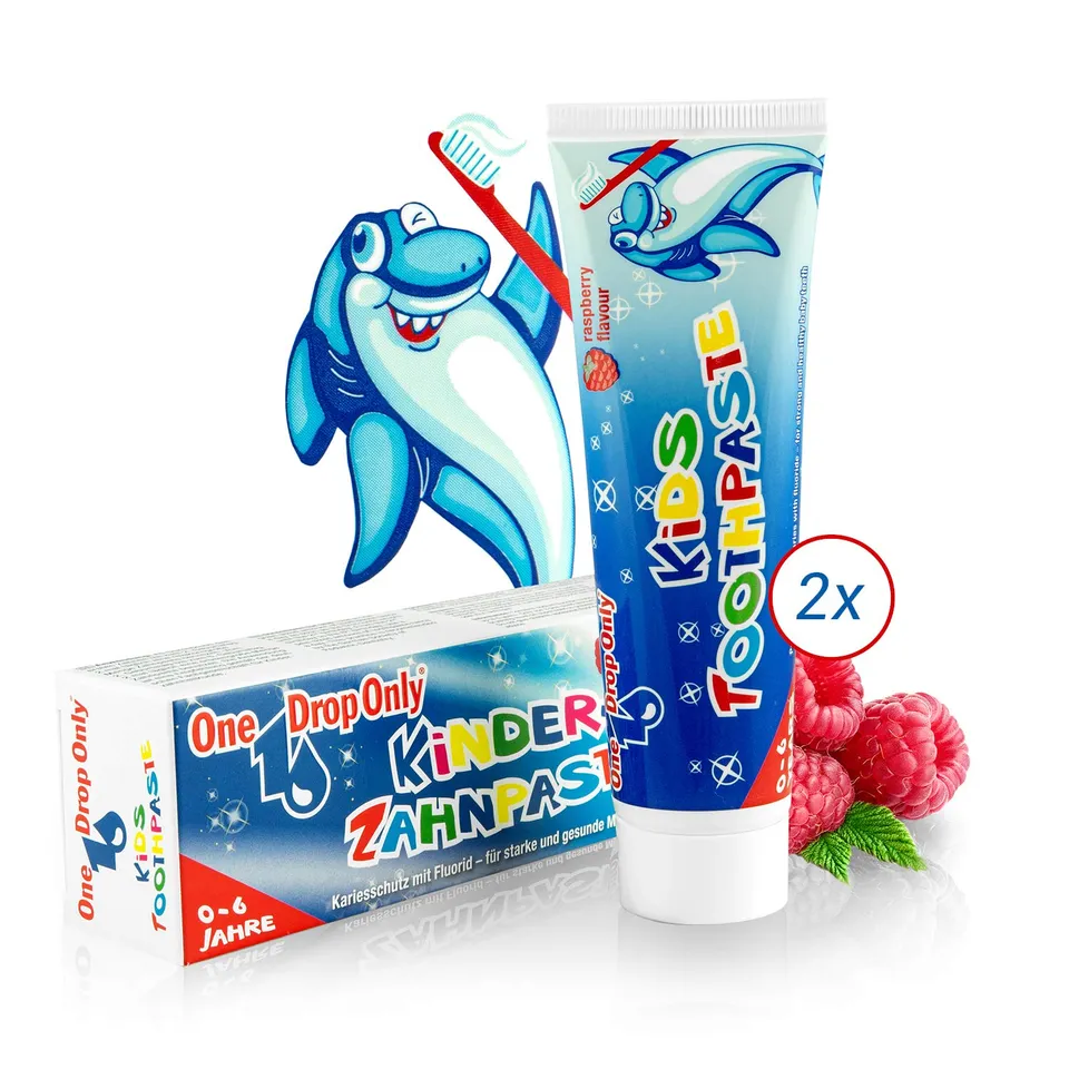 one-drop-only-kinderzahnpasta-himbeere-doppelpack-2x-50-ml-mit-fluorid-0-6-jahre image 1