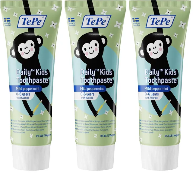tepe-daily-kids-zahnpasta-milde-minze-0-6-jahre-3er-pack-kinderzahnpasta image 1