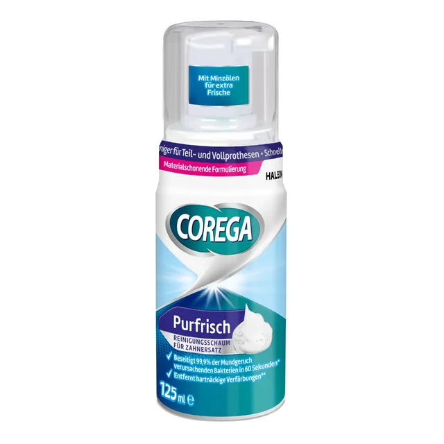 corega-purfrisch-reinigungsschaum-125ml-gebissreiniger-f-r-voll-und-teilprothese image 1