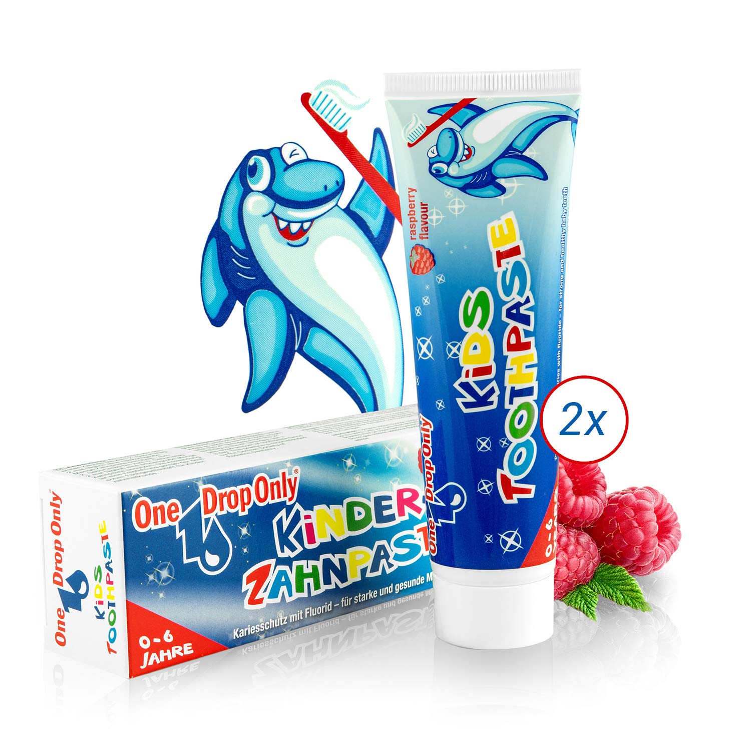 one-drop-only-kinderzahnpasta-himbeere-doppelpack-2x-50-ml-mit-fluorid-0-6-jahre image 1